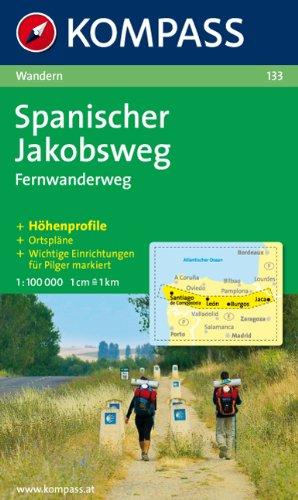 Spanischer Jakobsweg 1 : 100 000: Fernwanderweg, Höhenprofile, Ortspläne, wichtige Einrichtungen für Pilger markiert