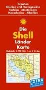 Shell Länderkarte. Kroatien, Bosnien-Herzegowina, Serbien und Montenegro, Mazedonien, Albanien. 1 : 750 000: Mit Ortsverzeichnis und Reiseführer