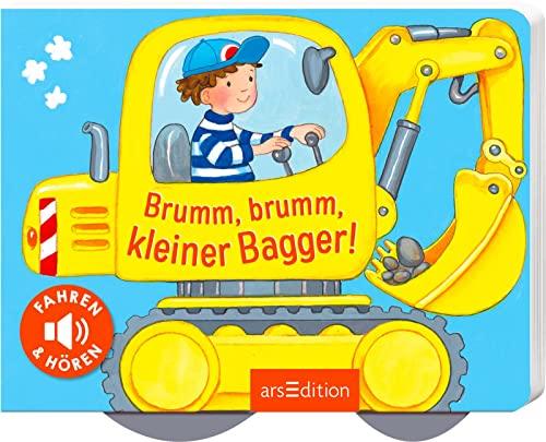 Brumm, brumm, kleiner Bagger!: Fahren und hören | Erstes Soundfahrzeugebuch mit drehbaren Rädern für Kinder ab 12 Monaten