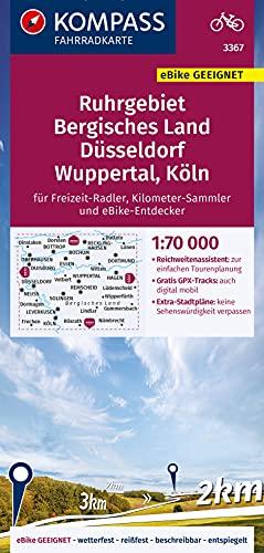 KOMPASS Fahrradkarte Ruhrgebiet, Köln, Düsseldorf, Bergisches Land 3367: Fahrradkarte. GPS-genau. 1:70000 (KOMPASS-Fahrradkarten Deutschland, Band 3367)