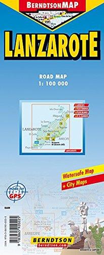 Lanzarote 1:100 000 +++ Arrecife, Islas Canarias, Playa Blaca, Puerto del Carmen, Time Zones (BerndtsonMAP) (Road Map/ Landkarte) [Folded Map/ Faltkarte]