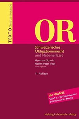 Texto OR: Schweizerisches Obligationenrecht und Nebenerlasse, Stand 01.01.2019