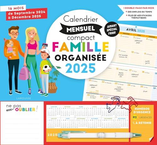 Calendrier mensuel compact famille organisée 2025 : De septembre 2024 à décembre 2025