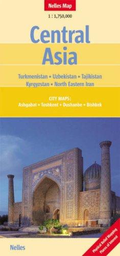 Nelles Map Central Asia (Landkarte) 1: 1 750 000. Turkmenistan, Uzbekistan, Tajikistan, Kyrgyzstan, North Eastern Iran and City Maps