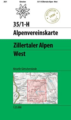 Zillertaler Alpen West - Historische Karte: Aktuelle Gletscherstände (Alpenvereinskarten)