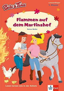 Bibi & Tina - Flammen auf dem Martinshof: Lesen lernen - 1. Klasse ab 6 Jahren (A5 Lese-Heft) (Bibi und Tina - Lesen lernen mit dem Schulbuchprofi)