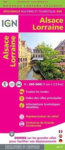 Alsace Lorraine 2015. 1 : 250 000: Réseau autoroutier gratuit / payant. Index des villes principales. Informations touristiques détaillées