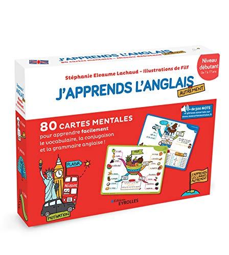 J'apprends l'anglais autrement : niveau débutant : 80 cartes mentales pour apprendre facilement le vocabulaire, la conjugaison et la grammaire anglaise !