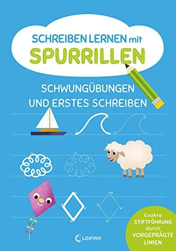 Schreiben lernen mit Spurrillen - Schwungübungen und erstes Schreiben: Schreibblock mit vorgeprägten Linien für Vorschulkindern ab 5 Jahren