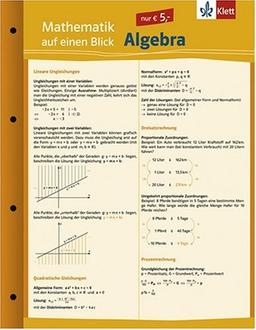 Mathematik auf einen Blick - Algebra. (Lernmaterialien)