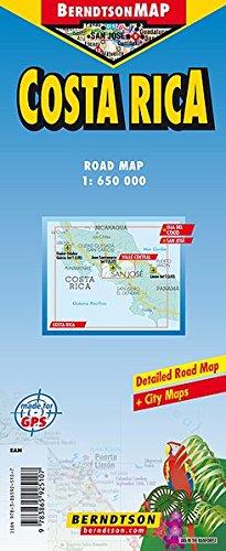 Costa Rica 1:650 000 +++ San José, Valle Central, Time Zones (BerndtsonMAP) (Road Map/ Landkarte) [Folded Map/ Faltkarte]