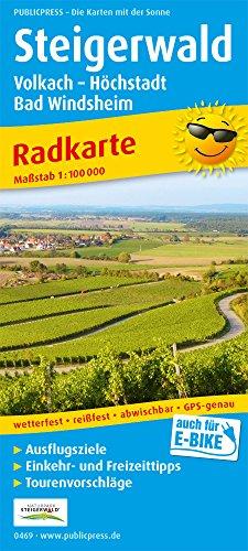 Steigerwald, Volkach - Höchstadt, Bad Windsheim: Radkarte mit Ausflugszielen, Einkehr- & Freizeittipps, wetterfest, reissfest, abwischbar, GPS-genau. 1:100000 (Radkarte / RK)