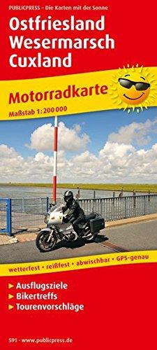 Ostfriesland - Wesermarsch - Cuxland: Motorradkarte mit Ausflugszielen, Bikertreffs, Tourenvorschlägen, wetterfest, reißfest, abwischbar, GPS-genau. 1:200000