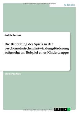 Die Bedeutung des Spiels in der psychomotorischen Entwicklungsförderung: Aufgezeigt am Beispiel einer Kindergruppe