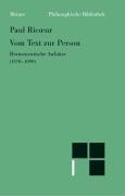 Vom Text zur Person: Hermeneutische Aufsätze (1970-1999)