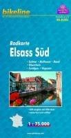 Radkarte Elsass Süd,  Colmar, Mulhouse, Basel. Oberrhein, Sundgau, Vogesen, 1:75.000, GPS-tauglich, wasserfest/reißfest