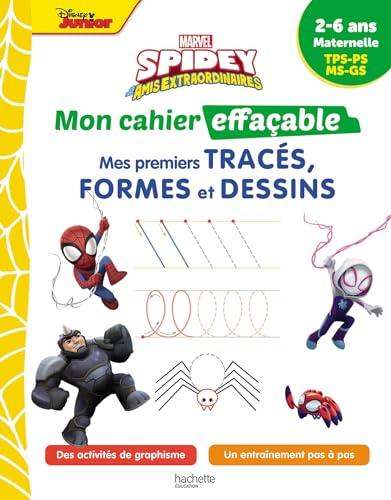 Spidey et ses amis extraordinaires : mon cahier effaçable, mes premiers tracés, formes et dessins : 2-6 ans, maternelle, TPS, PS, MS, GS