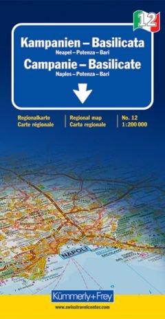 Italien 12. Campanien / Basilicata 1 : 200 000. Straßenkarte: Neapel, Potenza, Bari. Sehenswürdigkeiten, Stadtpläne, Transitpläne, Ortsindex