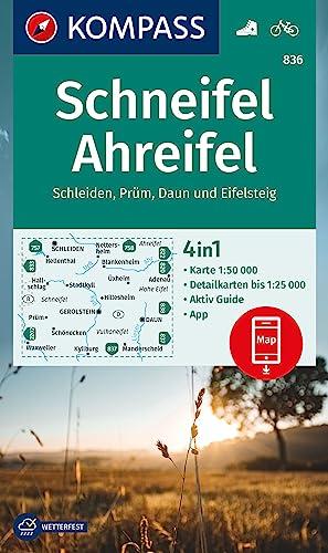 KOMPASS Wanderkarte 836 Schneifel, Ahreifel, Schleiden, Prüm, Daun, Eifelsteig 1:50.000: 4in1 Wanderkarte mit Aktiv Guide und Detailkarten inklusive ... Verwendung in der KOMPASS-App. Fahrradfahren.