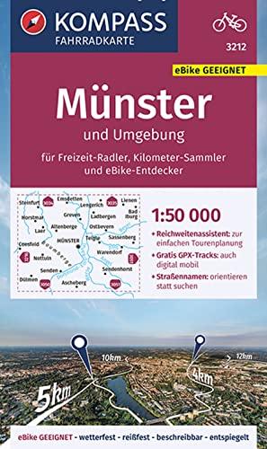 KOMPASS Fahrradkarte 3212 Münster und Umgebung 1:50.000: reiß- und wetterfest (KOMPASS-Fahrradkarten Deutschland, Band 3212)