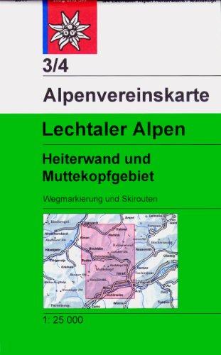 Lechtaler Alpen - Heiterwand: Topographische Karte 1:25.000, Wegmarkierungen und Skirouten (Alpenvereinskarten)