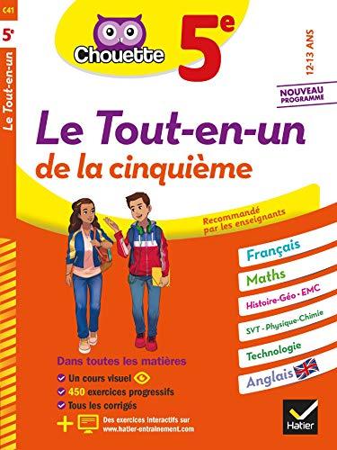 Le tout-en-un de la cinquième, 12-13 ans : français, maths, histoire géo, EMC, SVT, physique chimie, technologie, anglais : nouveau programme