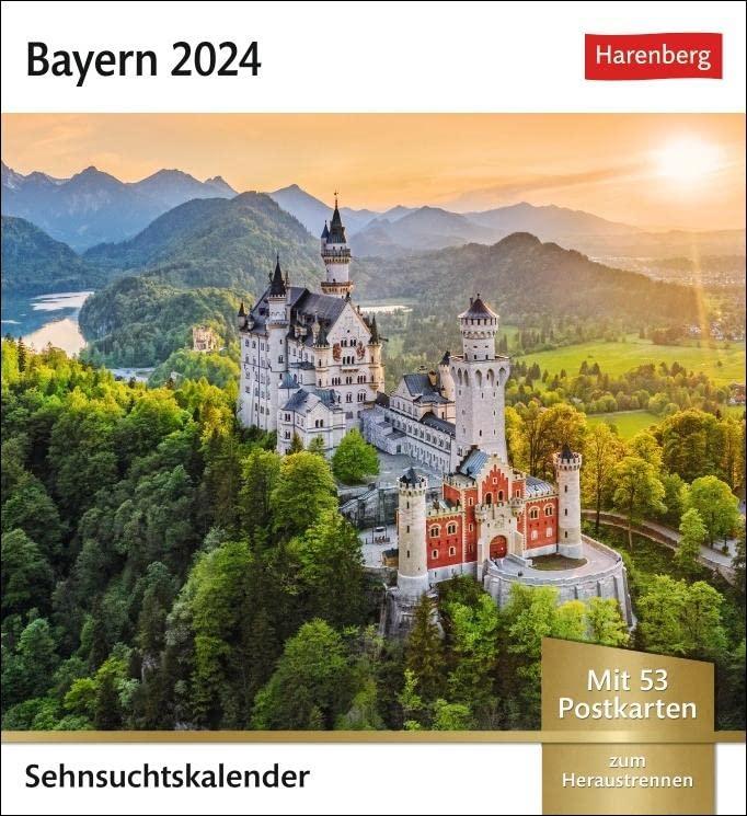 Bayern Sehnsuchtskalender 2024: Wochenkalender mit 53 Postkarten (Sehnsuchtskalender von Harenberg)