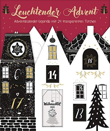 Leuchtender Advent: Adventskalender-Leporello mit 24 transparenten Türchen | Adventskalender zum Aufstellen