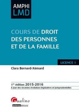 Cours de droit des personnes et de la famille : 2015-2016