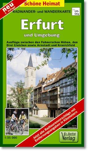 Radwander- und Wanderkarte Erfurt und Umgebung: Ausflüge zwischen den Fahnerschen Höhen, den Drei Gleichen, Arnstadt und Kranichfeld. 1:35000