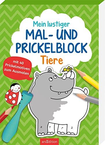 Mein lustiger Mal- und Prickelblock Tiere: Mit 40 Prickelmotiven zum Ausmalen | Prickelvorlagen ab 4 Jahren