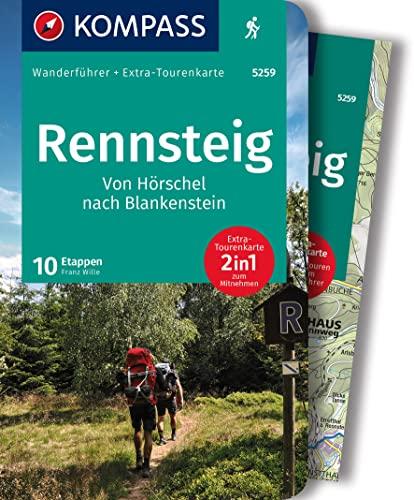 KOMPASS Wanderführer 5259 Rennsteig, 10 Etappen: Wanderführer mit Extra-Tourenkarte und Höhenprofilen, GPX-Daten zum Download