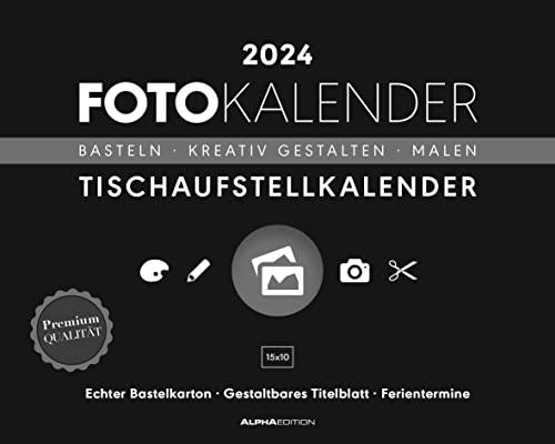 Creative Line Tischaufsteller quer 2024 - Kreativ-Kalender - DIY-Kalender - Kalender zum Basteln - Tischkalender - 20x16: Bastelpapier schwarz