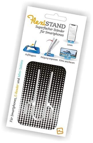 Flexistand Silver Dots - superflacher Aufsteller für Smartphones und Mini-Tablets, Handyhalter: Ideal zum Filme schauen und lesen - für zuhause und unterwegs