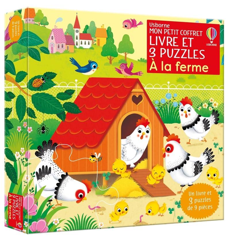 A la ferme : Mon petit coffret Livre et 3 puzzles