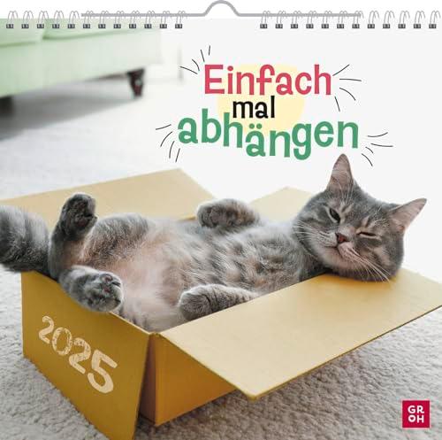 Wandkalender 2025: Einfach mal abhängen: Katzenkalender mit lustigen Fotos und Sprüchen gechillter Katzen. Perfekt für Katzenfans