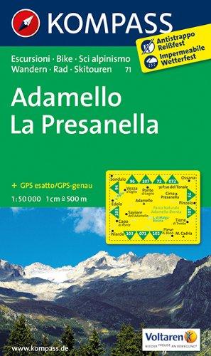 Adamello - La Presanella: Wanderkarte mit Radrouten und alpinen Skirouten. GPS-genau. 1:50000.