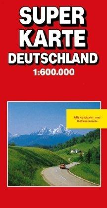 Superkarte Deutschland: 1:600000: Mit Autobahn-und Distanzenkarte