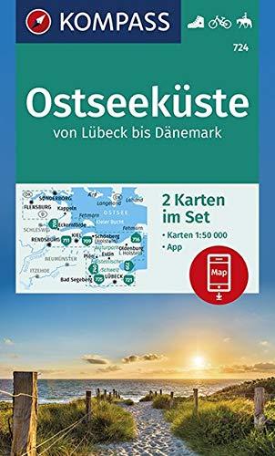 Ostseeküste von Lübeck bis Dänemark: 2 Wanderkarten 1:50000 im Set inklusive Karte zur offline Verwendung in der KOMPASS-App. Fahrradfahren. Reiten. (KOMPASS-Wanderkarten, Band 724)