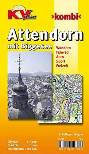 Attendorn mit Biggesee: 1:10.000 Stadtplan mit Freizeitkarte 1:20.000 Rad- und Wanderwegen, Cityplan 1:5.000 (KVplan Sauerland-Region)