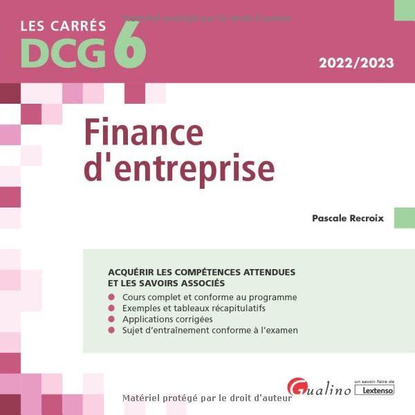 Finance d'entreprise : DCG 6, 2022-2023