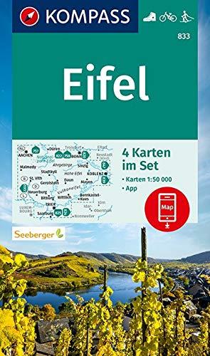 KOMPASS Wanderkarte Eifel: 4 Wanderkarten 1:50000 im Set inklusive Karte zur offline Verwendung in der KOMPASS-App. Fahrradfahren. Langlaufen. (KOMPASS-Wanderkarten, Band 833)