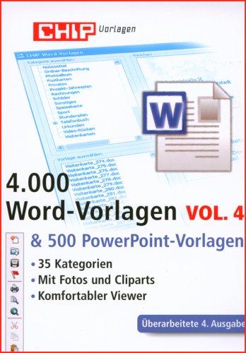 4.000 Word-Vorlagen Vol.4 und 500 PowerPoint-Vorlagen. CD-ROM für Windows Me/NT/2000/XP