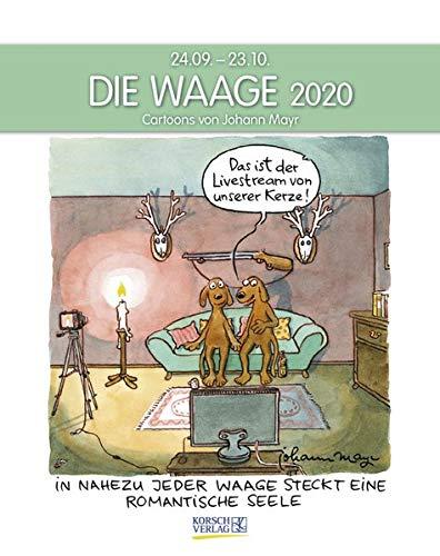 Waage 2020: Sternzeichenkalender-Cartoonkalender als Wandkalender im Format 19 x 24 cm.