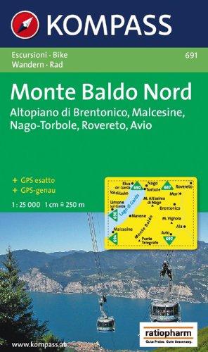 Monte Baldo Nord 1 : 25 000: Wander- und Bikekarte. Altopiano di Brentonico, Malcesine, Nago-Torbole, Rovereto, Avio. GPS-genau