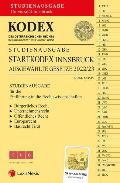 KODEX Startkodex Innsbruck 2022/23 - inkl. App: Studienausgabe für die Uni Innsbruck