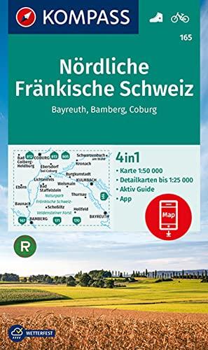 KOMPASS Wanderkarte 165 Nördliche Fränkische Schweiz, Bayreuth, Bamberg, Coburg: 4in1 Wanderkarte 1:50000 mit Aktiv Guide und Detailkarten inklusive ... (KOMPASS-Wanderkarten, Band 165)