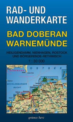 Rad- und Wanderkarte "Bad Doberan - Warnemünde": Mit Heiligendamm, Nienhagen, Rostock und Börgerende-Rethwisch. 1:30000