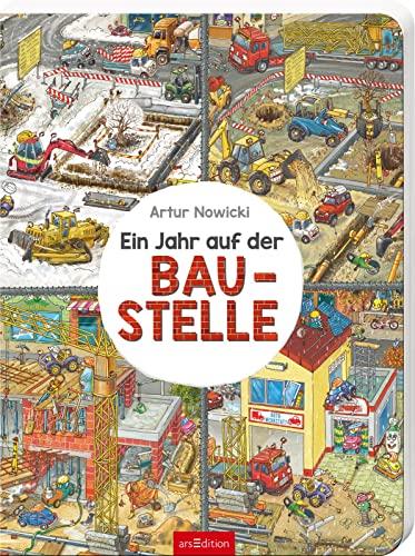 Ein Jahr auf der Baustelle: Großformatiges dickes Wimmelbuch zum Thema Baustelle ab 24 Monaten