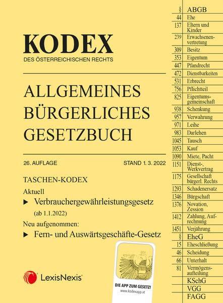 Taschen-Kodex ABGB 2022 - inkl. App